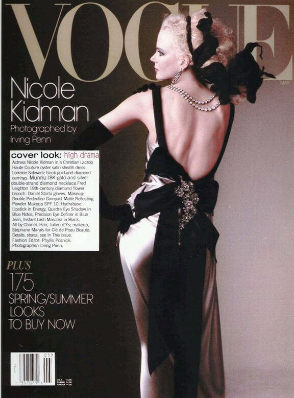 Nicole Kidman wearing a diamond necklace designed by Munnu on the Vogue USA cover